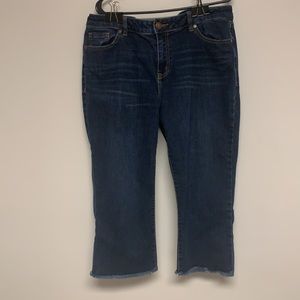 Lane Bryant Crop Stretch Fringe Jeans sz 16 EUC